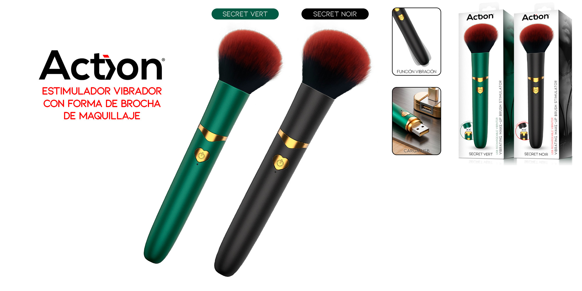 Secret Vert Estimulador Brocha de Maquillaje con Vibración Verde