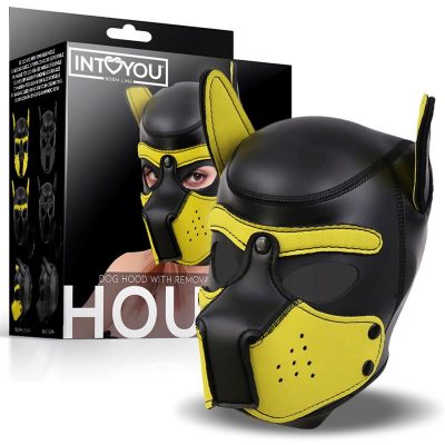 Hound Máscara de Perro Neopreno Hocico Extraíble Negro/Amarillo Talla ÚnicaINTOYOU BDSM LINE