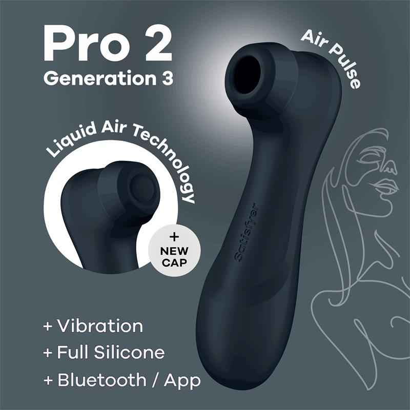 Pro 2 Gen 3 Liquid Air Technology Succión y Vibración App Connect NegroSATISFYER