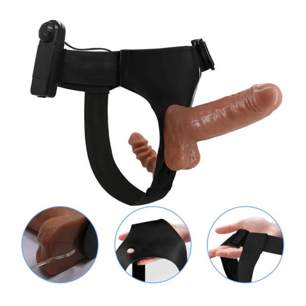 Arnés con Dildo Doble Retractil con Vibración - imagen 4