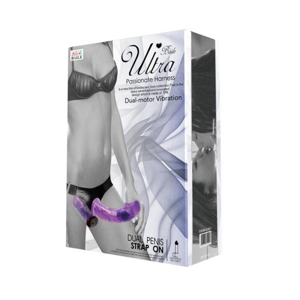 Arnés con Dildo Doble y Vibración Púrpura - imagen 5