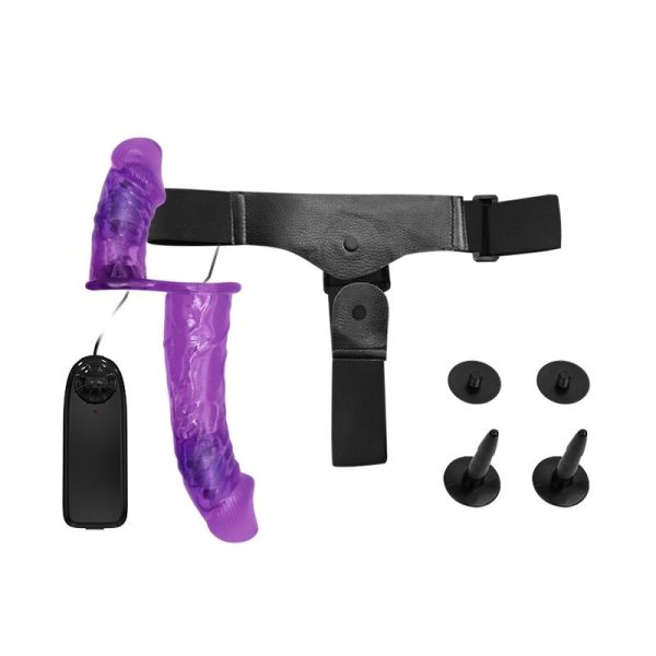 Arnés con Dildo Doble y Vibración Púrpura - imagen 8