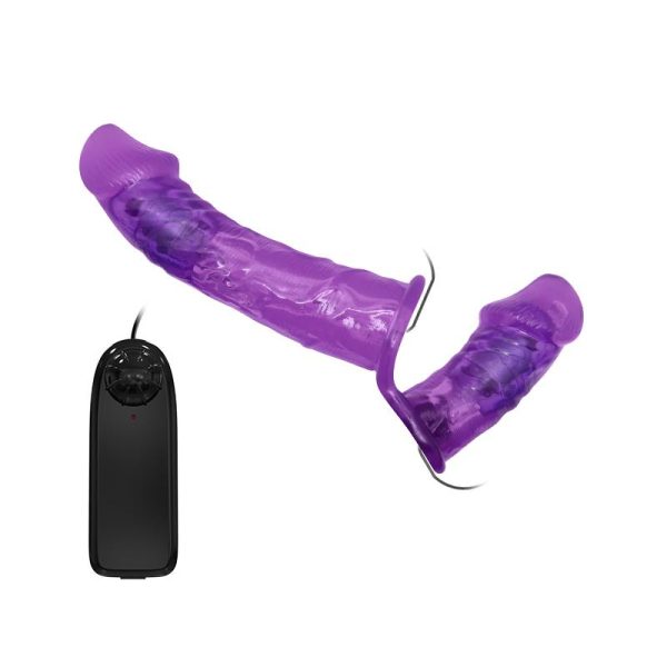 Arnés con Dildo Doble y Vibración Púrpura - imagen 9