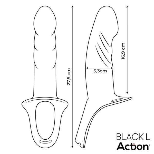 Arnés Strap-on con Dildo Hueco Silicona Premium Talla L Negro - imagen 3