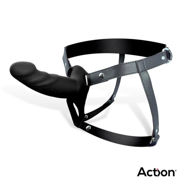 Arnés Strap-On con Dildo Hueco Silicona Premium Talla S Negro - imagen 3
