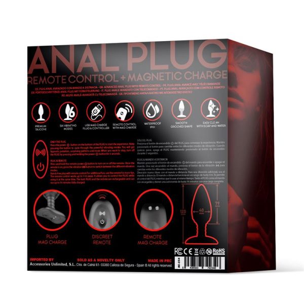 Asher Plug Anal con Control Remoto USB Magnético Negro - imagen 5
