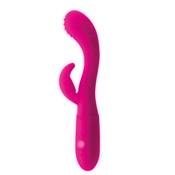 Cakey Vibrador Punto G y Conejito USB Silicona Fuchsia - imagen 4