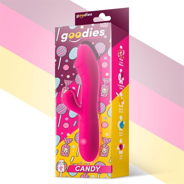 Candy Vibrador con Conejito Punto G USB Silicona Fucshia - imagen 6