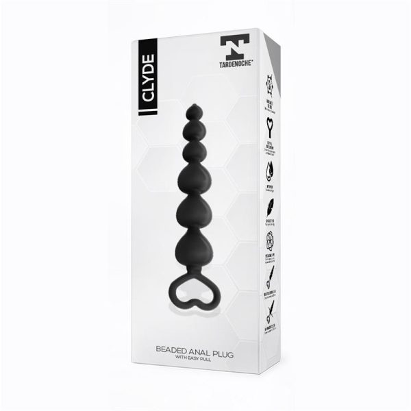Clyde Plug Anal con Bolas con Aro de Fácil Extracción Silicona Negro - imagen 3