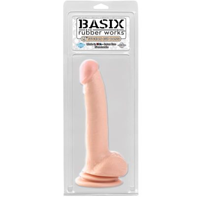 Basix Rubber Works 22,9 cm Verga y Testículos con Ventosa - Color Natural