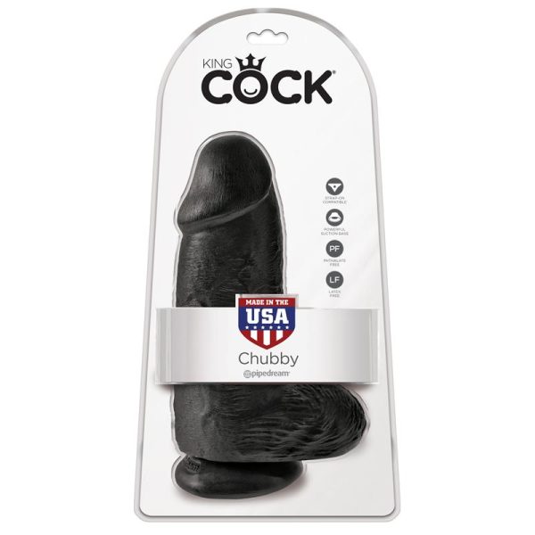 Dildo con Testículos 9 Chubby Negro - imagen 2