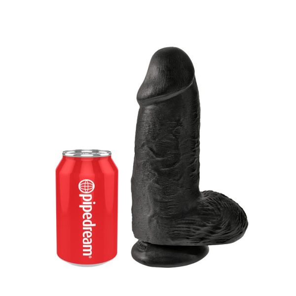Dildo con Testículos 9 Chubby Negro - imagen 3