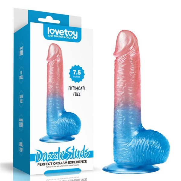 Dildo Dazzle Studs 7.5 Rosa y Azul - imagen 2