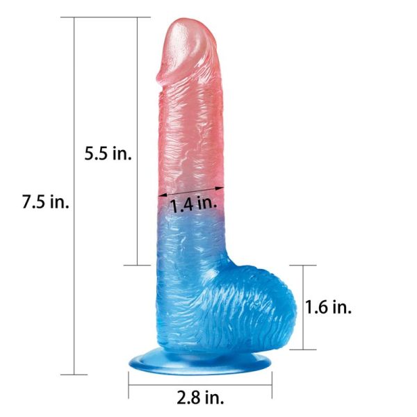Dildo Dazzle Studs 7.5 Rosa y Azul - imagen 3