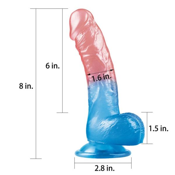 Dildo Dazzle Studs 8 Rosa y Azul - imagen 3