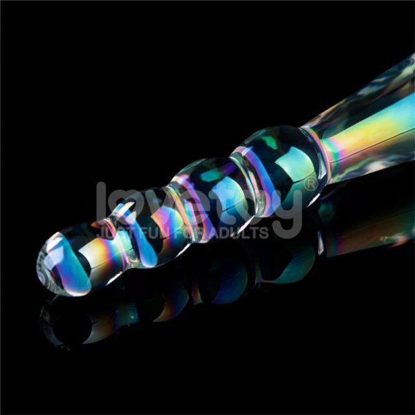 Dildo de Cristal que Brilla en la Oscuridad Twilight Gleam Rising Ripples - imagen 2