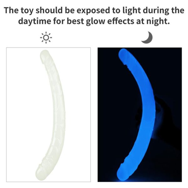 Dildo Doble Lumino 14.5 Luz Azul - imagen 7
