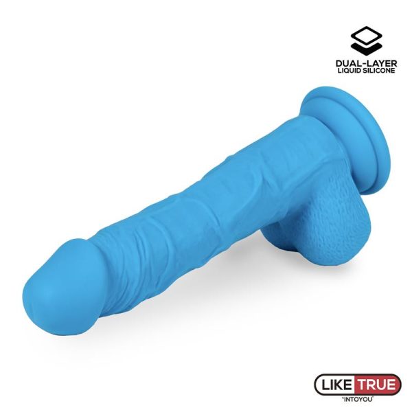 Dildo Realista Silicona Líquida Dual Layer 8 Azul - imagen 4