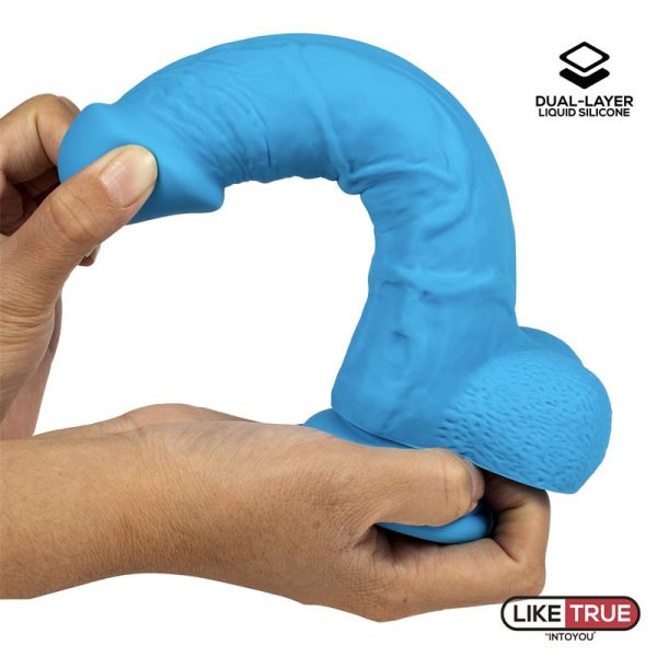 Dildo Realista Silicona Líquida Dual Layer 8 Azul - imagen 6