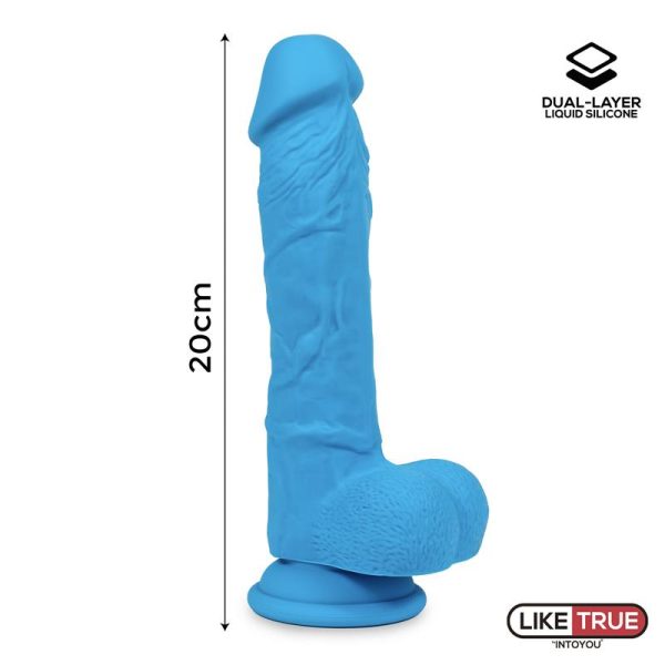 Dildo Realista Silicona Líquida Dual Layer 8 Azul - imagen 7