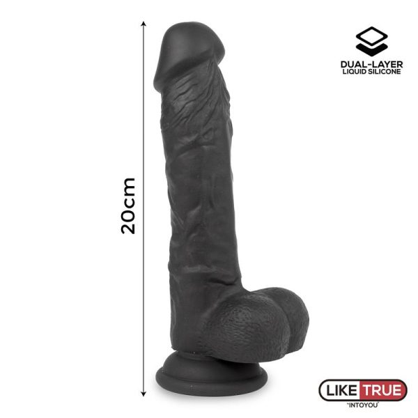 Dildo Realista Silicona Líquida Dual Layer 8 Negra - imagen 5