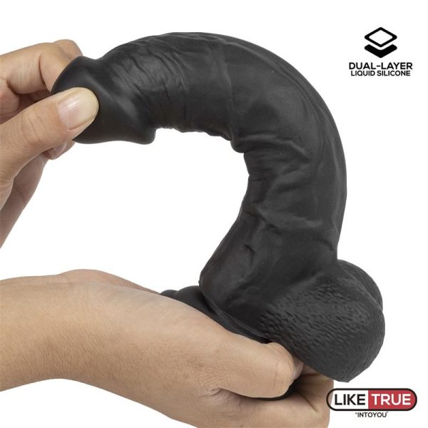 Dildo Realista Silicona Líquida Dual Layer 8 Negra - imagen 7