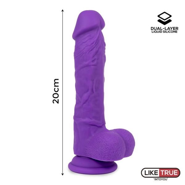 Dildo Realista Silicona Líquida Dual Layer 8 Púrpura - imagen 2