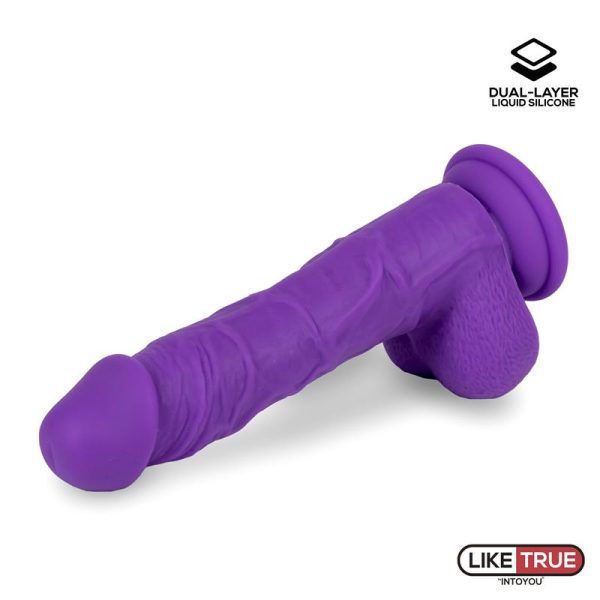Dildo Realista Silicona Líquida Dual Layer 8 Púrpura - imagen 3