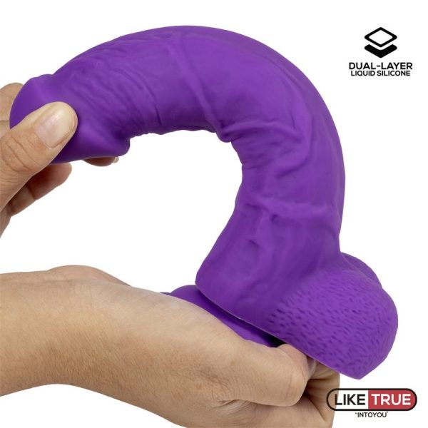 Dildo Realista Silicona Líquida Dual Layer 8 Púrpura - imagen 4