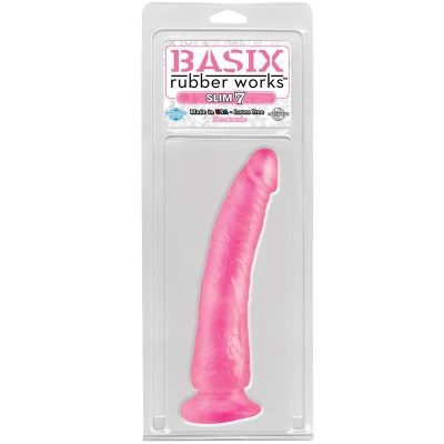 Basix Rubber Works Slim 17,78 cm con Ventosa - Color Rosa