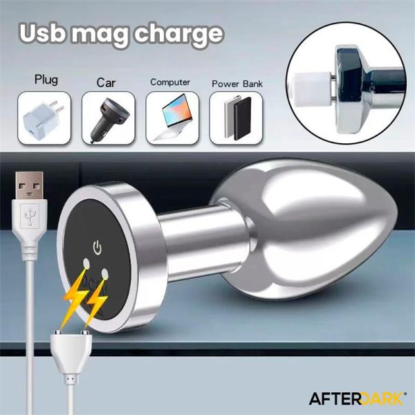 Dimpor Plug Anal Cromado con Vibración USB Magnético Talla S - imagen 4