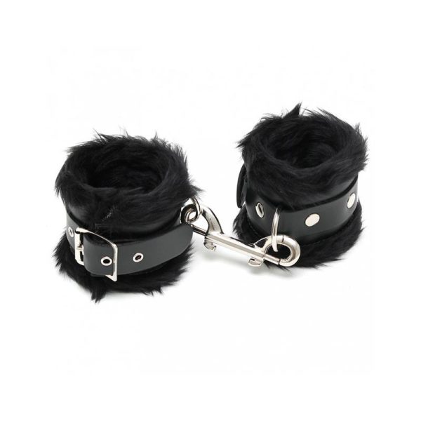 Esposas Cuero con Pelo Negro 7cm - imagen 2