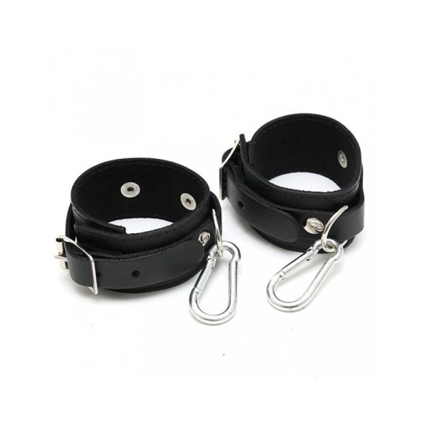 Esposas Cuero Negro con Mosquetones - imagen 2