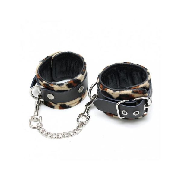 Esposas de Cuero Estampado Leopardo  Ajustable - imagen 3