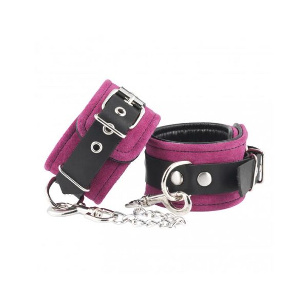 Esposas de Cuero Rosa Ajustable - imagen 2
