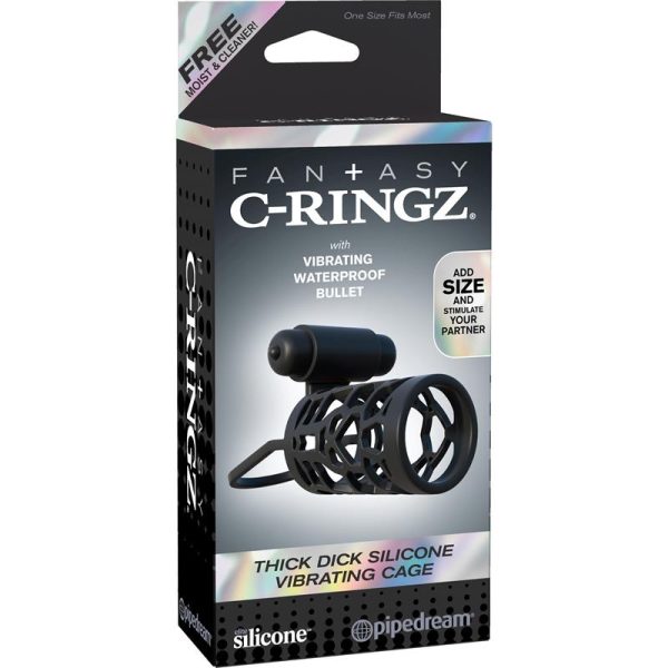 Fantasy C-Ringz Jaula Vibradora de Silicona para el Pene Color Negro - imagen 3