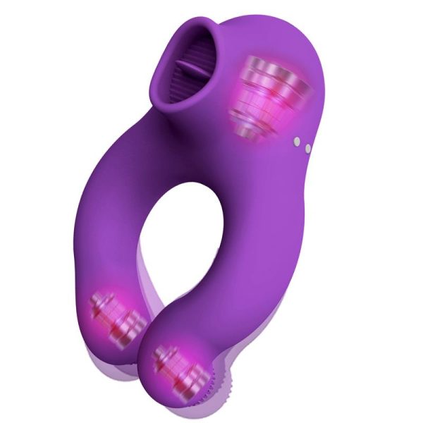 Fenda Anillo Vibrador con Lengua Estimulador y Control Remoto 3 Motores USB Magnético - imagen 4