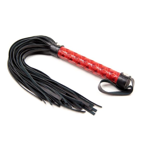 Flogger Patron de Diamante y Mango de Metal 39 cm Rojo - imagen 3
