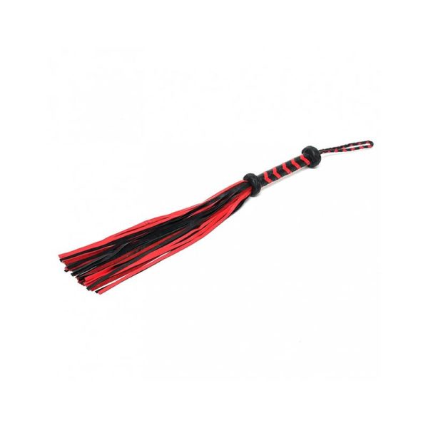 Flogger Trenzado Cuero Negro Rojo - imagen 2