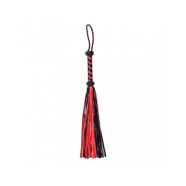 Flogger Trenzado Cuero Negro Rojo - imagen 3