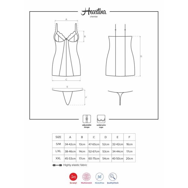 Heartina Chemise y Tanga Color Rojo - imagen 4