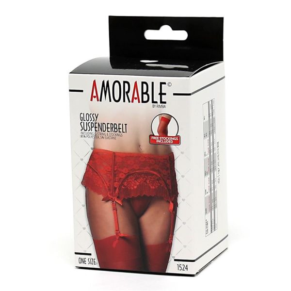 Liguero con Tanga y Medias Rojo - imagen 2