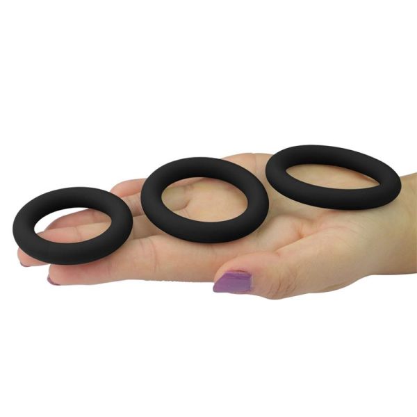 Pack de 3 Anillos para el Pene Power Plus Negro - imagen 3