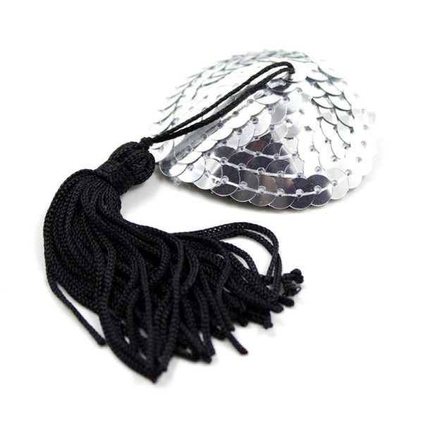 Pezoneras Autoadhesivas Forma de Corazón con Lentejuelas Negro/Plata - imagen 2