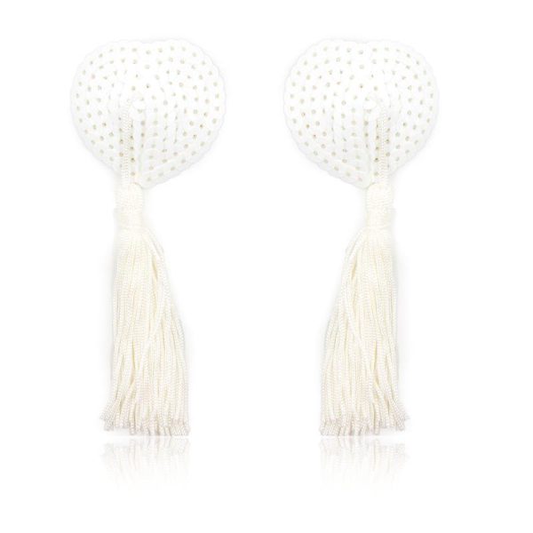 Pezoneras con Lentejuelas y Borla Blanco - imagen 3