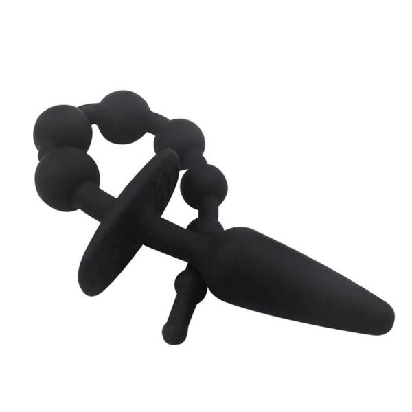 Plug Anal con Cadena Anal Silicona Negro - imagen 3