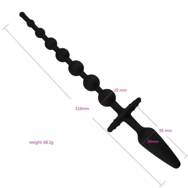 Plug Anal con Cadena Anal Silicona Negro - imagen 5