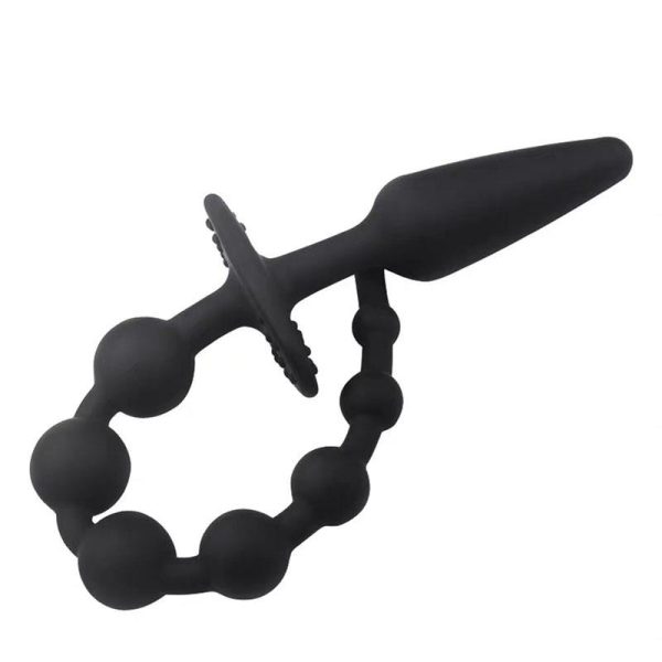 Plug Anal con Cadena Anal Silicona Negro - imagen 6