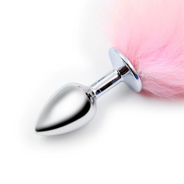 Plug Anal con Cola de Zorro Rosa y Blanca Talla S - imagen 3
