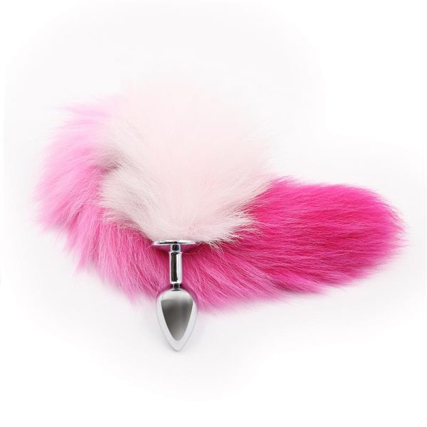 Plug Anal con Cola de Zorro Rosa y Blanca Talla S - imagen 4